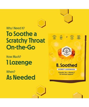Beekeeper's Naturals B. Soothed Honey Lozenges - 14 Drops (1.76 oz) | Natural Throat Relief - Buy Online on GoSupps.com