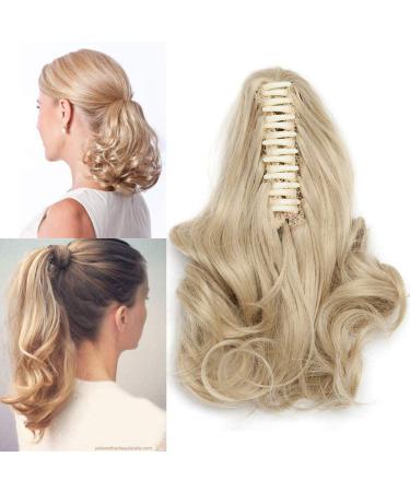 Tess ponytail hair part ponytail extensions hair extension clip in synthetic hair for braid hair part hair extensions wavy 12 "(30cm) -110g medium blonde/blonde