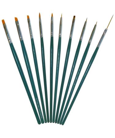 10-piece high-quality professional nail art and modeling brush set (green) for onestroke and nail modeling - gel brush - acrylic brush
