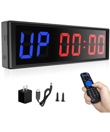 Naoeleii Gym Timer Clock for Home Gym with Remote, 11" Large Gym Clock Timer Stopwatch Count Down/Up, Workout Timer Interval Clock with Buzzer, LED Interval Training Timer for Home Garage Outdoors