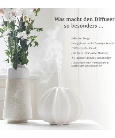 Astalea Aroma Diffuser for Essential Oils - 100ml White Ceramic Ultrasonic Humidifier & Air Freshener - Automatic Fragrance Diffuser for Home & Room Scent - Buy Online on GoSupps.com