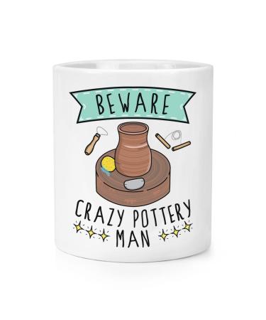 Beware Crazy Pottery Man Makeup Brush Pencil Pot