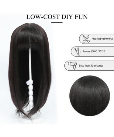 Yamel Hair Topper for Women 18 Darkest Brown Synthetic Hairpiece with Bangs - Straight Wiglets for Thinning Hair - Buy Online on GoSupps.com
