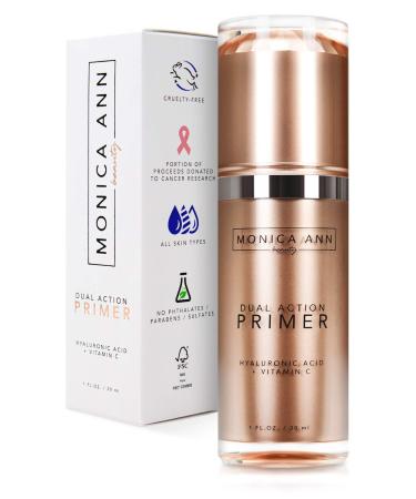 Monica Ann Beauty Dual-Action Face Primer - 30 mL | Hydrating Makeup Primer With Vitamin C & Hyaluronic Acid | Smoothing Translucent Matte Pore Minimizer | Foundation Primer For Any Skin Tone