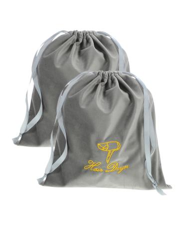 Angoily 2pcs Dryer Bag Draw Storage Travel Pouch Hair Blower Bags 25.00X22.00X0.50CM Grey