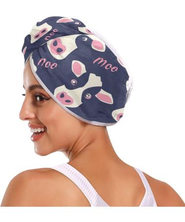 Small Cows Hair Towel 2 Pack - Super Absorbent Quick Dry Hair Turbans for Women & Girls - Stylish Button Twisty Wrap - Buy Online on GoSupps.com