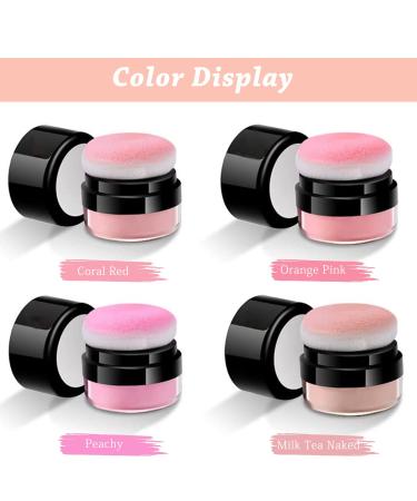 Silky Smooth Coral Red Loose Powder Blush Cushion with Puff - High Pigmented & Easy to Blend | Natural Face Blush for Cheeks - Buy Online on GoSupps.com