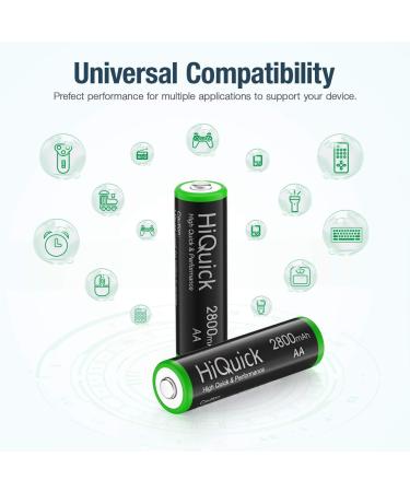 HiQuick AA Rechargeable Batteries 2800mAh - High Capacity 16 Pack | Eco-Friendly & Long-Lasting Performance for International Shipping - Buy Online on GoSupps.com