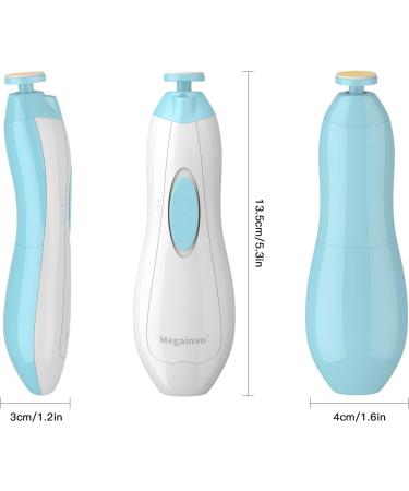 Baby Nail File Megainvo Electric Trimmer Set with LED Light - Safe for Newborns & Toddlers | Quiet Design, 10 Grinding Heads, Blue - Buy Online on GoSupps.com