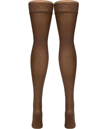 Truform Compression 30-40 mmHg Sheer Thigh High Stockings - Medium Taupe (Pack of 2) | International Shipping Available - Buy Online on GoSupps.com