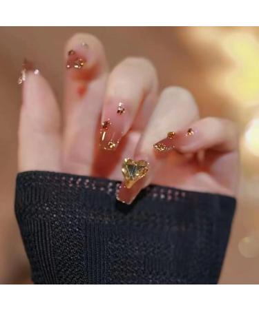 Temperament Enhancement Nail Patch Fake Nails Nail Patch Gradient Pile Drilling Love Luxury Online Celebrity Popular Detachable Manicure (10 Pieces) (Size : L)