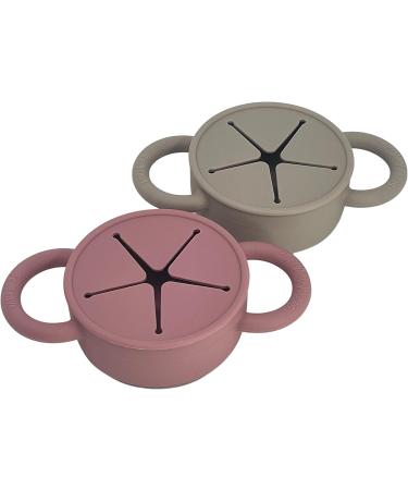 BraveJusticeKidsCo. Snack Attack II Baby Silicone Snack Cup 2 Pack - Collapsible Toddler Cup (Fog/Dusty Rose) - Buy Online on GoSupps.com