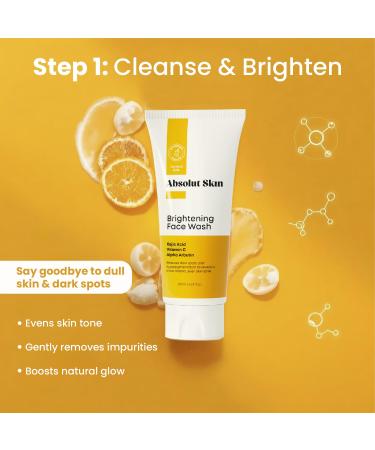 Absolut Skin Radiance Bundle 5-Step Advanced Brightening System Complete Skincare Kit with Face Wash Gel Cream Serum & SPF Moisturizer - Buy Online on GoSupps.com