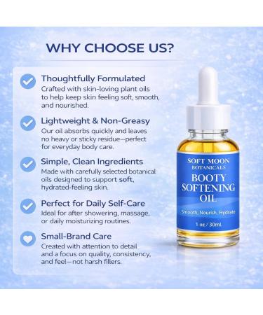 Soft Moon Botanicals Booty Softening Body Oil Lightweight Moisturizing for Dry Skin Non-Greasy Daily Care Caribbean Escape Scent 1 oz - Buy Online on GoSupps.com