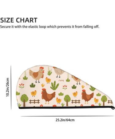 Cute Hen and Chicks Microfiber Hair Towel - Super Absorbent Coral Velvet Wrap for Women with Long Curly & Thick Hair | Quick Drying Hair Cap - Buy Online on GoSupps.com