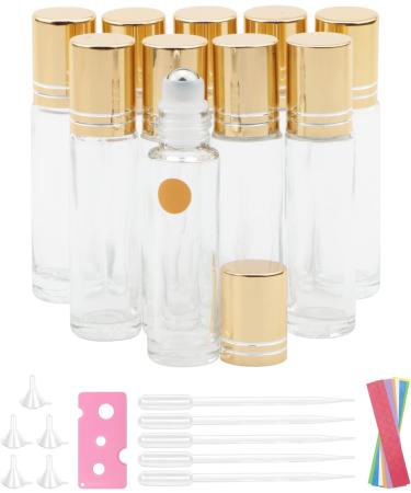 Rowiz 10PCS 10ml Essential Oils Roller Bottle Pearly Clear Glass Bottle Leakproof Glass Bottle With Stainless Steel Balls And Screwcap For Perfume & Aromatherapy Oils - Buy Online on GoSupps.com