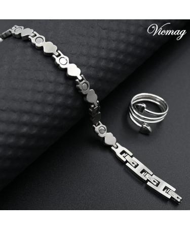 Vicmag Magnetic Bracelet for Women - Titanium Steel Brazaletes | Adjustable with Removal Tool | Silver Love Heart Design | Gift Box Included - Buy Online on GoSupps.com