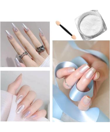 White Pearl Chrome Nail Powder - Shiny Mirror Effect Glitter for Nail Art Jewelry - Metallic Pigment for Magic Nails - Buy Online on GoSupps.com