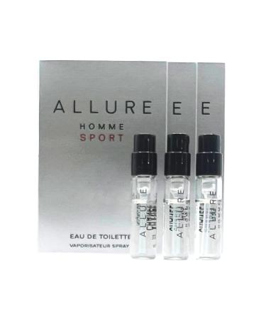 Set 3 Cologne Luxury Travel Size for Men Sample Spray Vial 0.05oz/ 1.5ml each. Allure Homme Sport EDT Set of 3