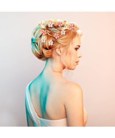 10 Mini Diamond Hair Clips - Flower Hair Jewelry for Women & Girls | Sweet White & Pink Hair Accessories for Everyday Parties & Weddings - Buy Online on GoSupps.com