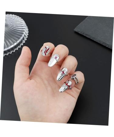 Beaupretty 1 Set Nail Ring Nail Tip Ring Finger Jewelry Ring Jewelry Ring for Finger Tip Ring Women Finger Decor Nail Decor Red Jewelry Girl Jewelry Rings Women Ring Zinc Alloy White - Buy Online on GoSupps.com