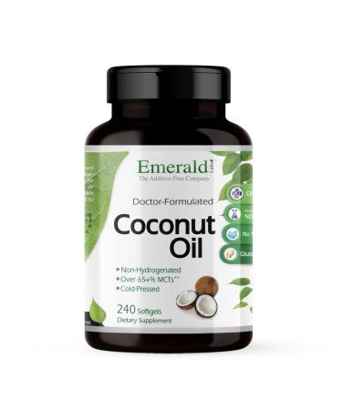Emerald Labs Coconut Oil Softgels - Dietary Supplement with 100% Pure Extra Virgin Coconut Oil for Brain and Immune Support - 240 Softgels