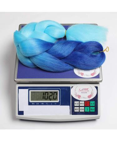 Showjarlly Kanecalon Hair Extensions - Ombre Jumbo Braid 24 - Sapphire Blue/Sky Blue Braids for Stylish Looks | International Shipping Available - Buy Online on GoSupps.com
