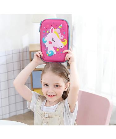 Pencil Case for Girls  3D Cute EVA Unicorn Pen Pouch Stationery Box Anti-Shock Large Capacity Multi-Compartment for School with 4 unicorn pens Unicorn2 pink - Buy Online on GoSupps.com