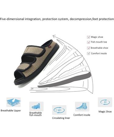 Men's Diabetic Open Toe Slippers Extra Wide Width - Adjustable Edema Shoes for Arthritis - Black, Size 11 - Buy Online on GoSupps.com