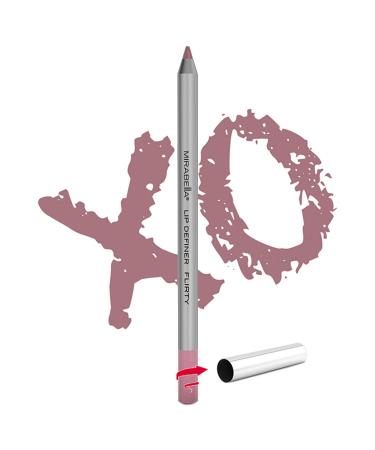Mirabella Lip Definer Pencil, Flirty - Retractable Line & Define Lip Liner with Sharpener - Long-Lasting, & Ultra-Creamy Formula with Vitamin C & E is Smoothing & Moisturizing - Gluten & Cruelty-Free