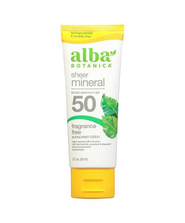 Alba Botanica Sunscreen for Face and Body Sport Mineral Sunscreen Lotion Broad Spectrum SPF 45 Water Resistant and Fragrance-Free 4 fl. oz. Tube (Pack of 4)