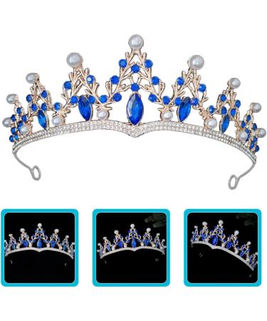 Beaupretty Wedding Rhinestone Crown Bling Crown Headband Bride Birthday Queen Crown Crystal Tiara for Wedding Party Dark Blue - Buy Online on GoSupps.com