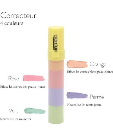  GLAM UP PARIS Glam'Up Paris Concealer 4 Colours Concealer Concealer Concealer Correcting Blemishes (Orange/Pink/Parme/Green) - Buy Online on GoSupps.com