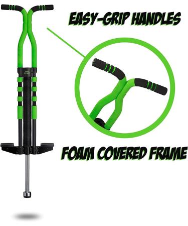 New Bounce Pro Sport Edition Pogo Stick for Kids Ages 9 and Up - 80 to 160 Lbs - Quality Easy Grip PogoStick in Black & Green for Hours of Fun - Buy Online on GoSupps.com