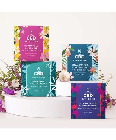 BeYou CBD Bath Bomb - Ylang Ylang & Sandalwood with Red Rose Petals | 100% Pure & Natural Oils | 100mg CBD | Soothe Relax & Restore Sore Muscles - Buy Online on GoSupps.com