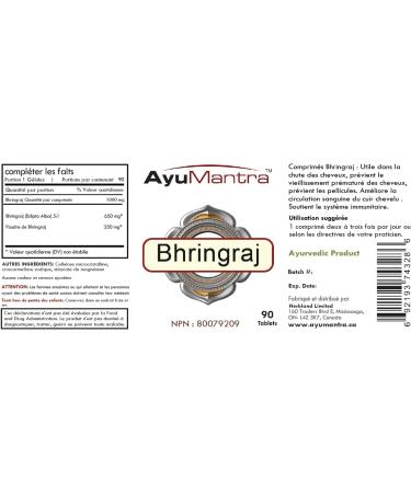 AyuMantra Organic Bhringraj Tablets (Eclipta alba) - 90 Tablets 1000 mg - Buy Online on GoSupps.com