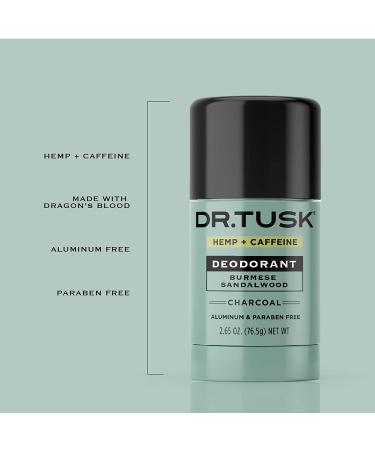 DR.TUSK Mens Deodorant | Hempseed Oil, Caffeine & Charcoal | Burmese Sandalwood | 2.65oz - Buy Online on GoSupps.com