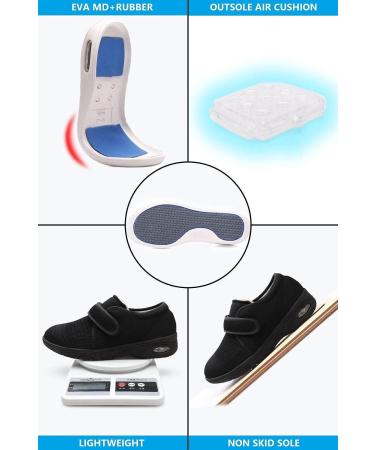 CBMTCR Women's Wide Width Diabetic Shoes - Adjustable Closure, Lightweight (Size 6, Color: Dark Black) - Buy Online on GoSupps.com