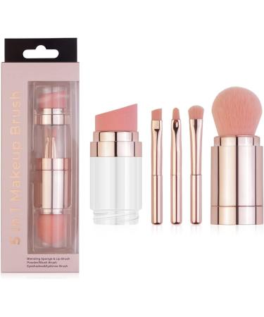 5 in 1 Makeup Brush Portable Electroplated Soft Hair Eyebrow Eyeshadow Brush for Office Lady (Electroplated Rose Gold) - Buy Online on GoSupps.com