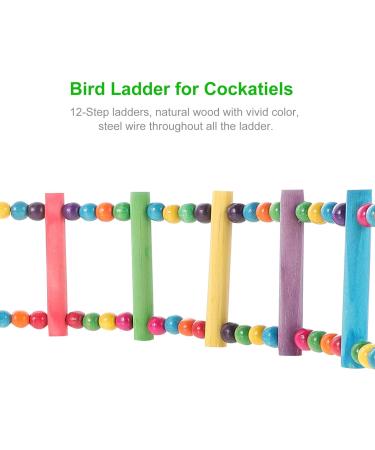 UEETEK Colorful Ladder Bird Toy 12-Step Flexible Ladders Wooden Rainbow Bridge Swings for Parrots Pet Trainning (Random Color) - Buy Online on GoSupps.com