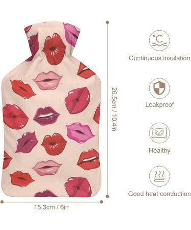 Woman Lips Hot Water Bottle with Plush Cover | Hand Warmer for Adults & Children | 26.5x15.3cm | International Shipping - Buy Online on GoSupps.com