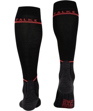 FALKE Women's Ski Socks SK Energizing Wool with Compression - Black-Neon Red (3178) - Size 39-42 Calf W2 - International Shipping Available - Buy Online on GoSupps.com