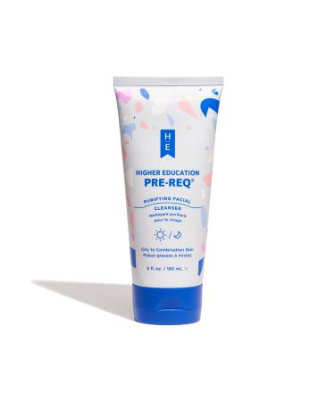 Higher Education Skincare PRE-REQ 5% Glycolic Acid Purifying Facial Cleanser for Oily to Combination Skin 6 fl. oz. Brightening and Gentle Exfoliating Face and Body Wash with Tea Tree Oil