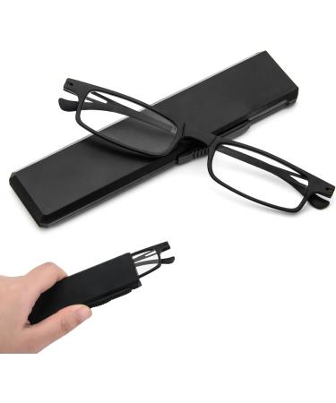 Kokobin Compact Reading Glasses with UV Protection & Flashing Lights - Ultra-Thin TR90 Eyewear for Men & Women (Black 3 Diopters) - Portable Case Included - Buy Online on GoSupps.com