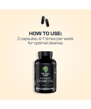 My Vida Origins Activated Coconut Charcoal Capsules - Detox Gas Relief Digestive and Gut Health Support | Vegan Organic Non-GMO Gluten Free No Additives - 90 Count - Buy Online on GoSupps.com