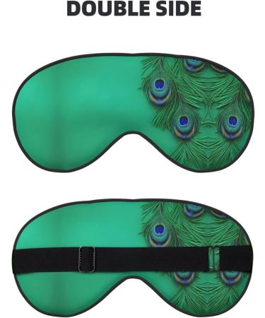 Green Peacock Feather Print Eye Mask | Ultra-Soft Light-Blocking for Optimal Comfort & Restful Sleep - International Shipping Available - Buy Online on GoSupps.com