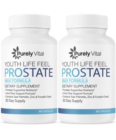 Purely Vital Youth Life Feel Prostate Max | Prostate Support Supplement with Saw Palmetto & Zinc | 120 Capsules (2)