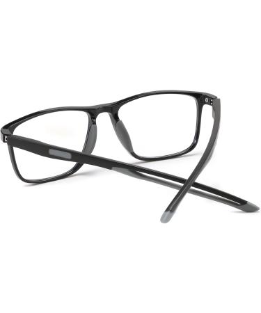 FEISEDY Blue Light Glasses for Men & Women | Ultra-Light TR90 Sports Eyewear | Anti-Glare & UV Protection - Bright Black Frame & Grey Legs (50mm - Buy Online on GoSupps.com