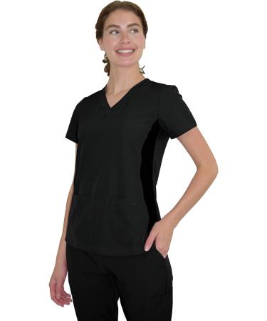 Womens Black Scrub Set with Stretch Knit Panel - Medical Nursing GT 4FLEX - Size Medium - Buy Online on GoSupps.com