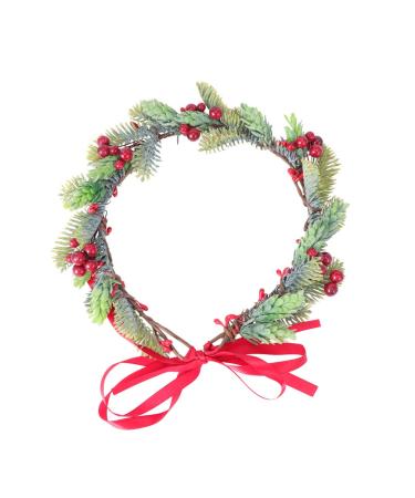 Minkissy Flower Hairband Floral Hair Garland Flower Crown with Holly Berry Leaves Christmas Hair Accessories for Lady Woman Girls